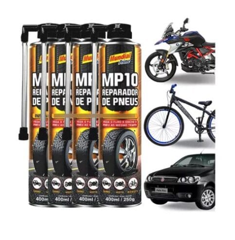 Kit 04 Spray Reparador Instantâneo Pneu Carro/moto/bike 400