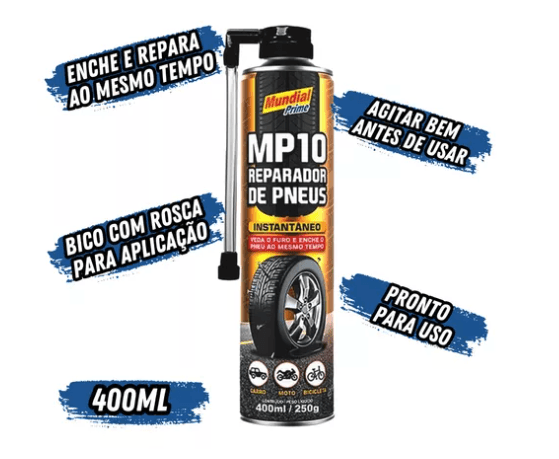 Kit 04 Spray Reparador Instantâneo Pneu Carro/moto/bike 400