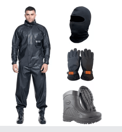 Capa Roupa Chuva Moto Motoqueiro Bota Pvc Luva E Touca Ninja