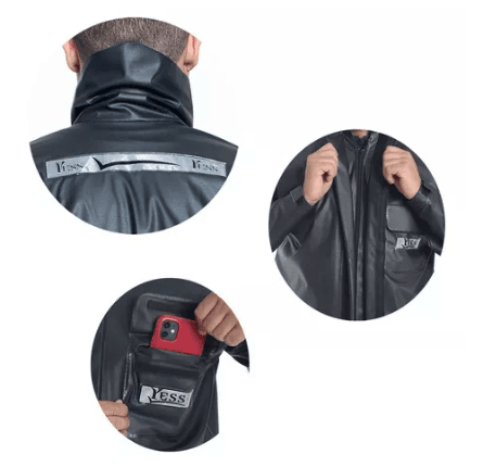 Capa Roupa Chuva Moto Motoqueiro Bota Pvc Luva E Touca Ninja
