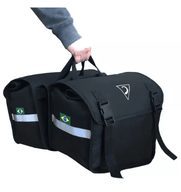 Bolsa Alforge Lateral Moto Universal Nylon 900 com Refletivos Tondin Cor Preto