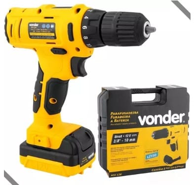 Parafusadeira Furadeira A Bateria 12v Pfv120 Vonder Bivolt Cor Amarelo Frequência 50/60Hz