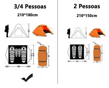 Barraca Camping 3/4 Pessoas 3500mm Impermeável Profissional