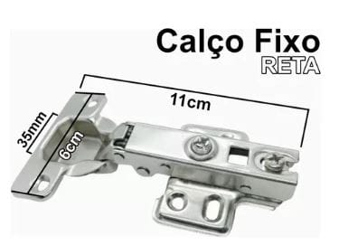 Kit 05 Dobradiças Reta Amortecedor Porta Armário Móveis 35mm