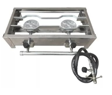 Fogão 2 Bocas Inox Alta Pressão P/ Casa, Camping Caminhão 110V/220V