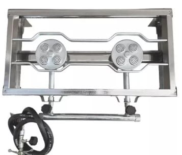 Fogão 2 Bocas Inox Alta Pressão P/ Casa, Camping Caminhão 110V/220V