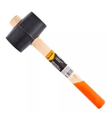 Martelo De Borracha Preta 55 Mm 340g Cabo De Madeira Sparta