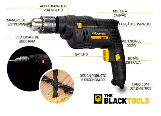 Furadeira De Impacto 3/8 Pol. 550w + Kit Soquete 40 Peças