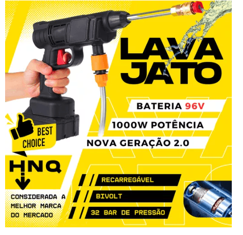Lava Jato Portátil Alta Pressão Recarregável 2 Bateria 96v