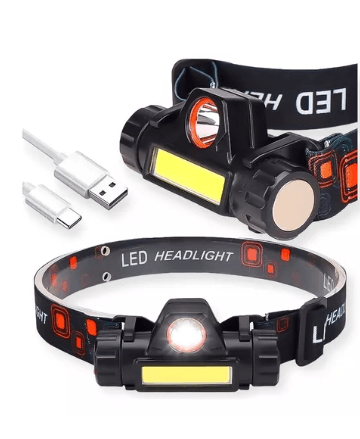 Lanterna Cabeça Capacete Recarregavel Led T6 Forte + Led Cob Cor da lanterna Branco Cor da luz Branco