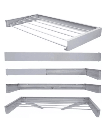 Varal Magico 7 Varetas 120cm Alumínio – Dobrável Branco