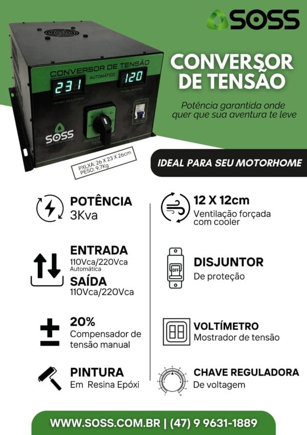 Transformador de Tensão 3kVa automático SOSS