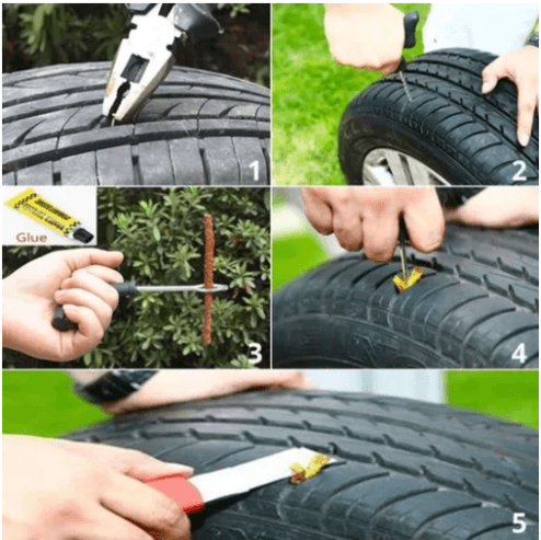 Kit Reparo Pneu Remendo Profissional Carro Moto +15 Macarrão