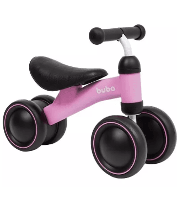 Bicicleta De Equilíbrio 4 Rodas Buba Infantil Sem Pedal Cor Rosa