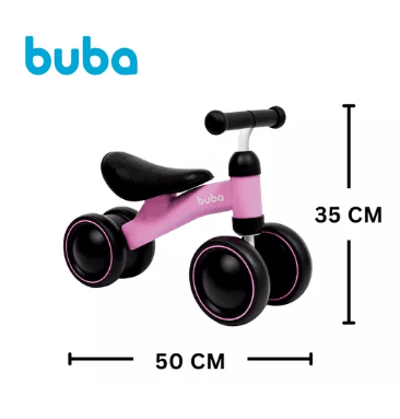 Bicicleta De Equilíbrio 4 Rodas Buba Infantil Sem Pedal Cor Rosa