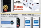 KIt solar 870W, 2 Baterias de Litio 12v 100a, 1 inversor 3000W 12/220v 2 controladores Epever