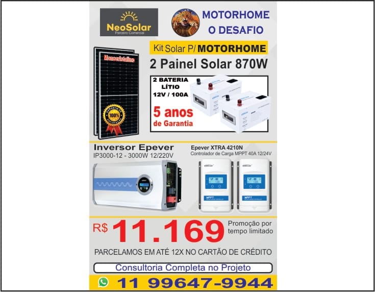 KIt solar 870W, 2 Baterias de Litio 12v 100a, 1 inversor 3000W 12/220v 2 controladores Epever