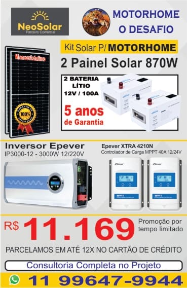 KIt solar 870W, 2 Baterias de Litio 12v 100a, 1 inversor 3000W 12/220v 2 controladores Epever
