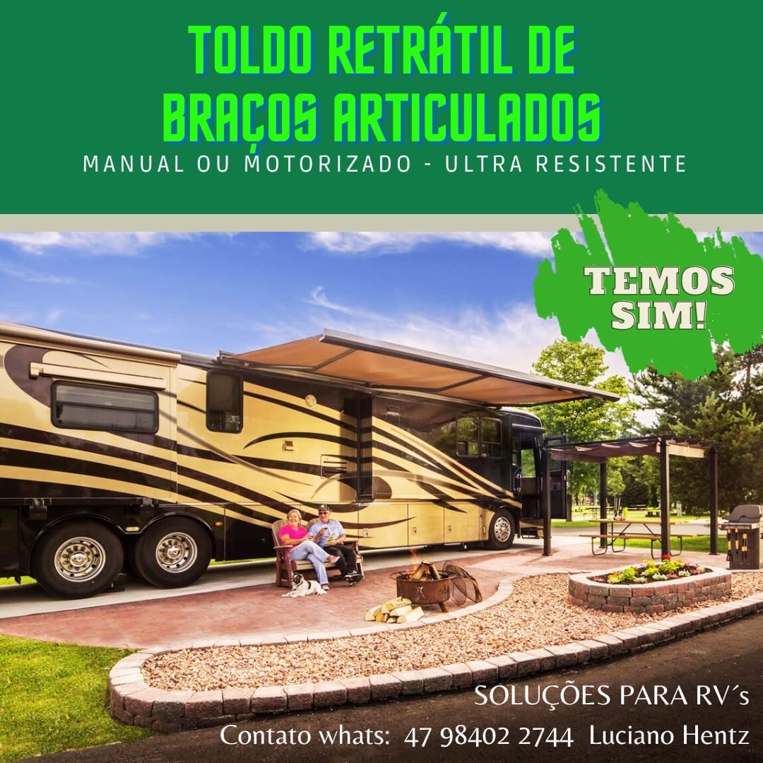 Toldo retrátil, de braços articulados, manual ou motorizado, ultra resistente