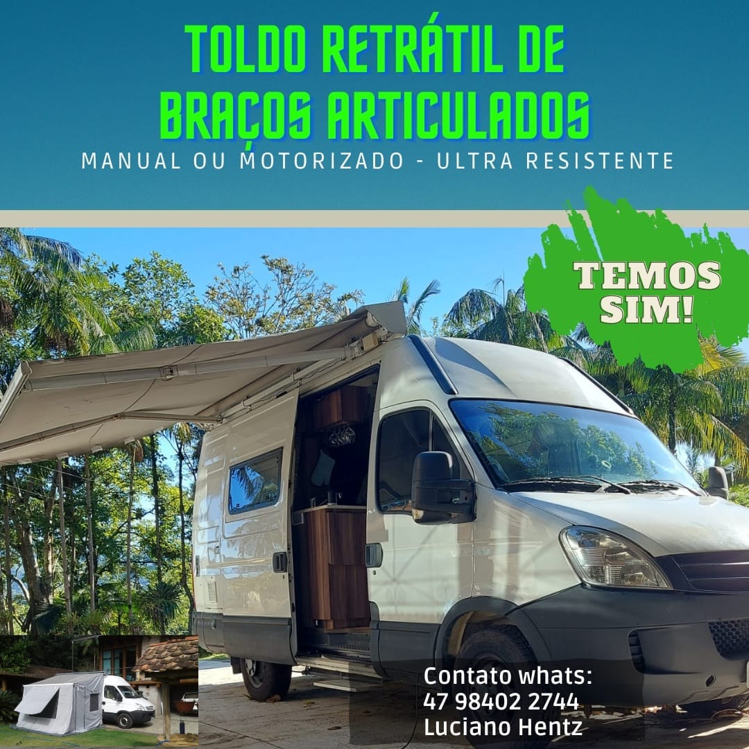 Toldo retrátil, de braços articulados, manual ou motorizado, ultra resistente
