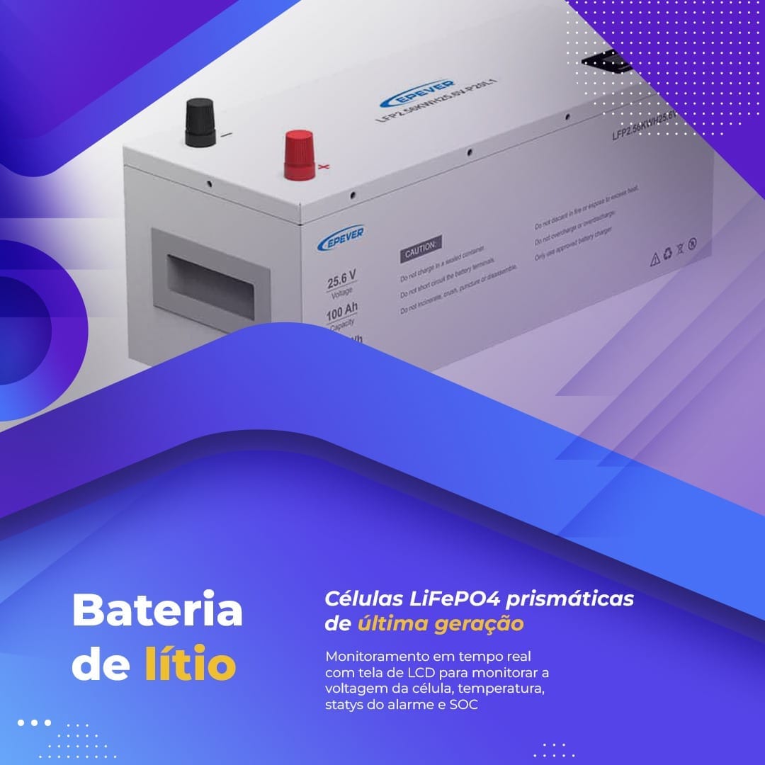 Bateria de Lítio EPEVER – 25,6V 100Ah 2560Wh (LFP2.56KWH)