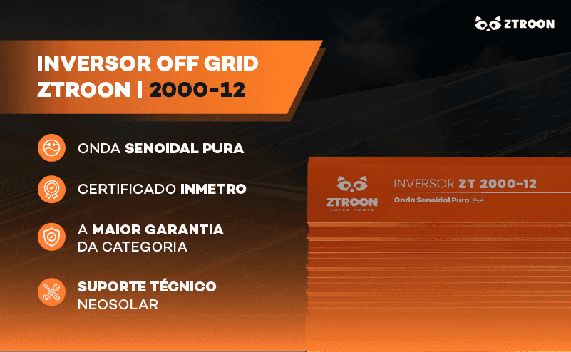 Inversor Off Grid Senoidal ZTROON ZT2000-12 – 2000W – 12/220V