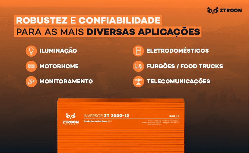 Inversor Off Grid Senoidal ZTROON ZT2000-12 – 2000W – 12/220V
