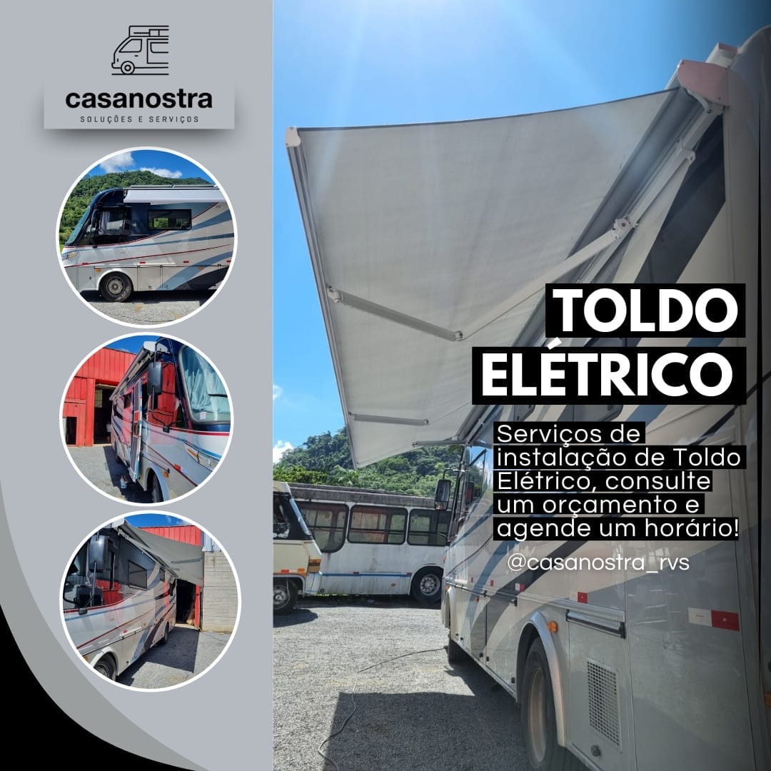 Toldo retrátil, de braços articulados, manual ou motorizado, ultra resistente