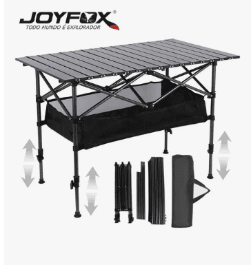 Mesa Dobrável 120cm Ultraleve Portátil Altura Ajustável Resistente Para Camping Garden Life Acampamentos Churrascos Piqueniques Caminhadas Pesca Preto